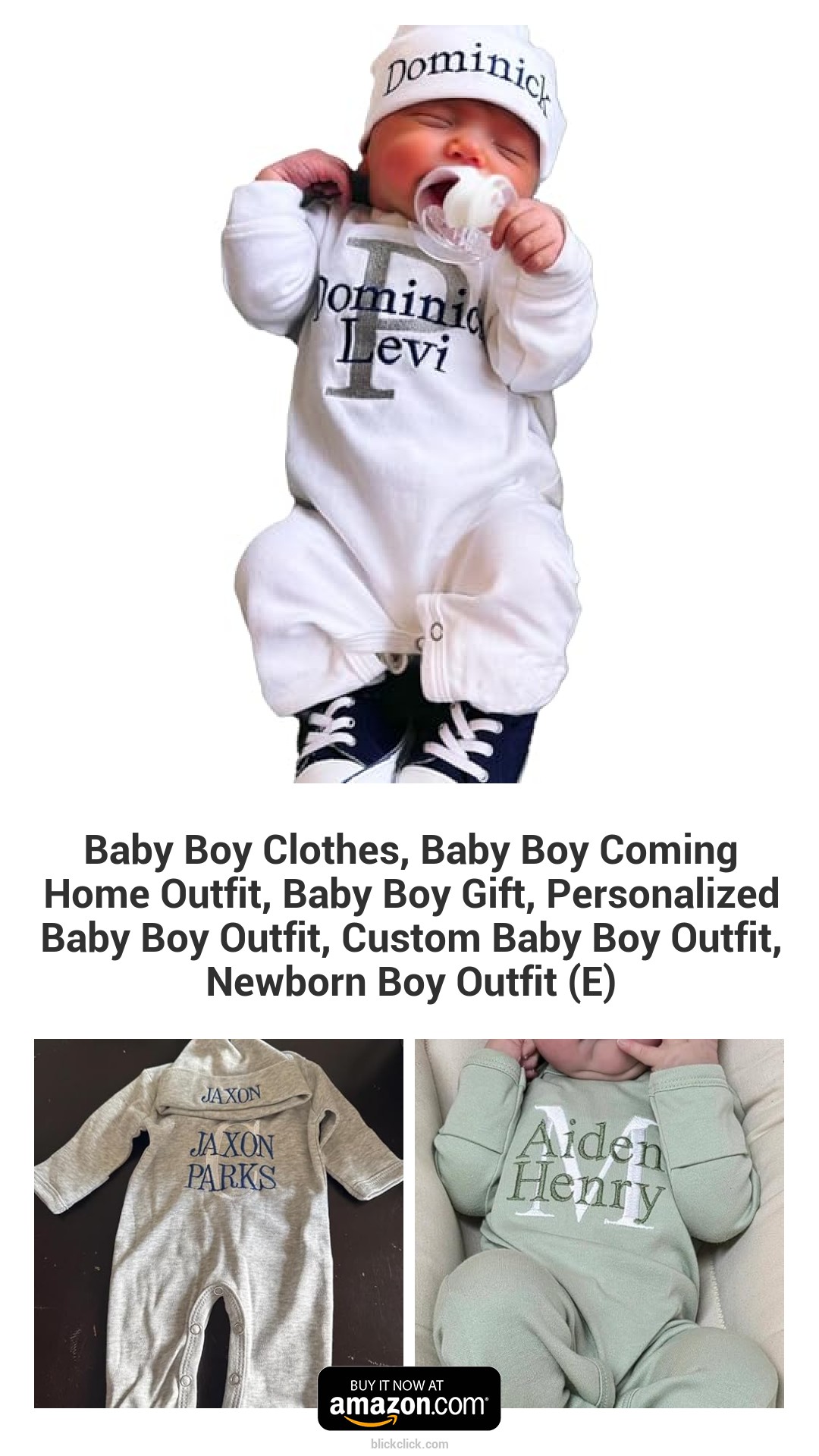 Baby Boy Clothes, Baby Boy Coming Home Outfit, Baby Boy Gift, Personalized Baby Boy Outfit, Custom Baby Boy Outfit, Newborn Boy Outfit (E)