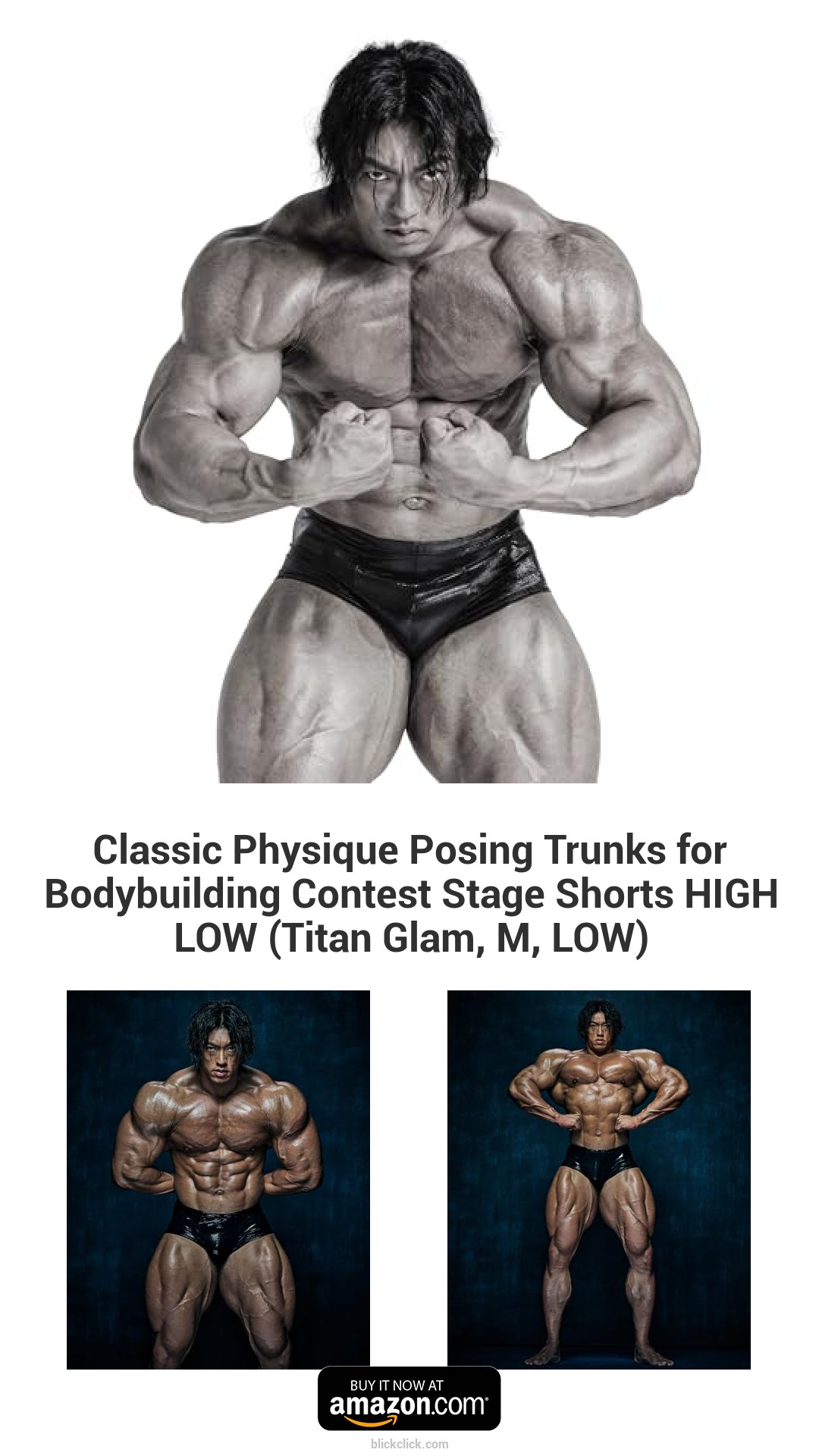 Classic Physique Posing Trunks for Bodybuilding Contest Stage Shorts HIGH LOW (Titan Glam, M, LOW)