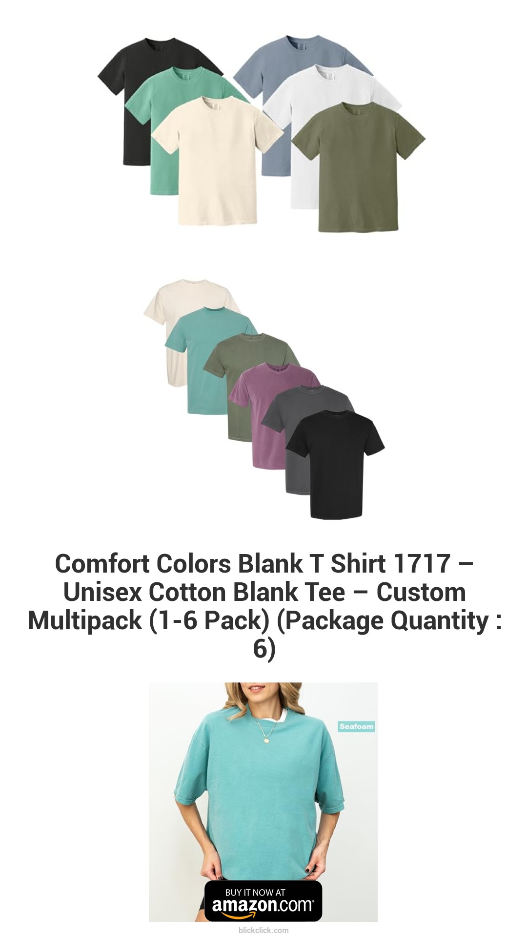 Comfort Colors Blank T Shirt 1717 – Unisex Cotton Blank Tee – Custom Multipack (1-6 Pack) (Package Quantity : 6)