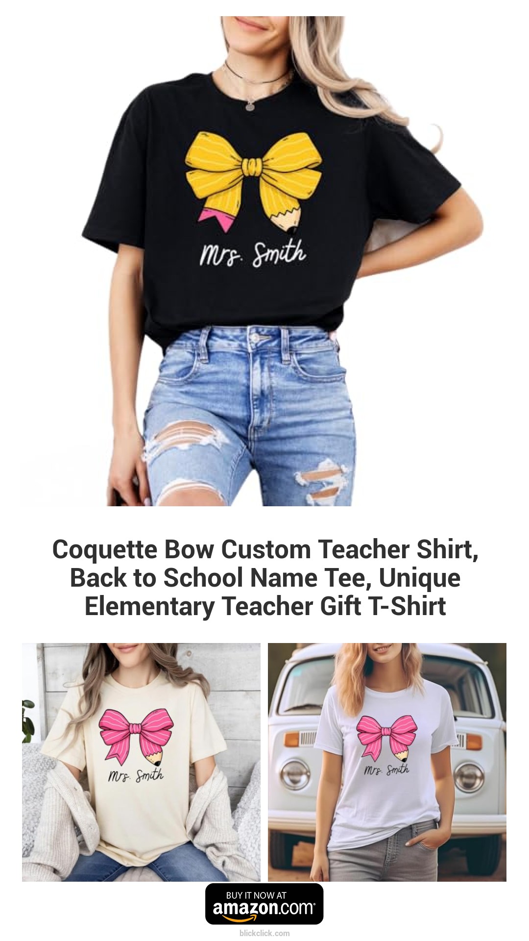 Coquette Bow Custom Teacher Shirt, Back to School Name Tee, Unique Elementary Teacher Gift T-Shirt