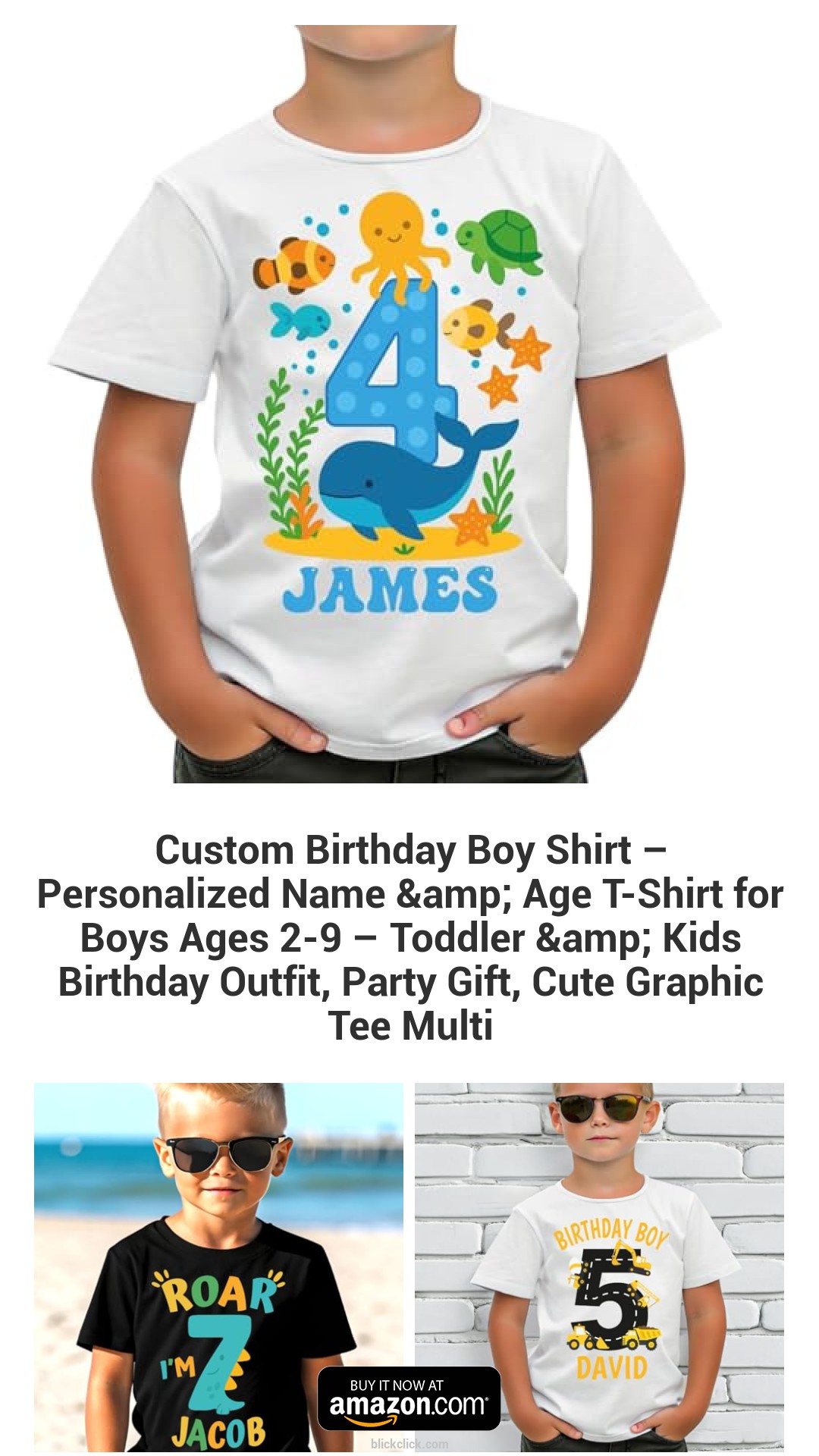 Custom Birthday Boy Shirt – Personalized Name & Age T-Shirt for Boys Ages 2-9 – Toddler & Kids Birthday Outfit, Party Gift, Cute Graphic Tee Multi