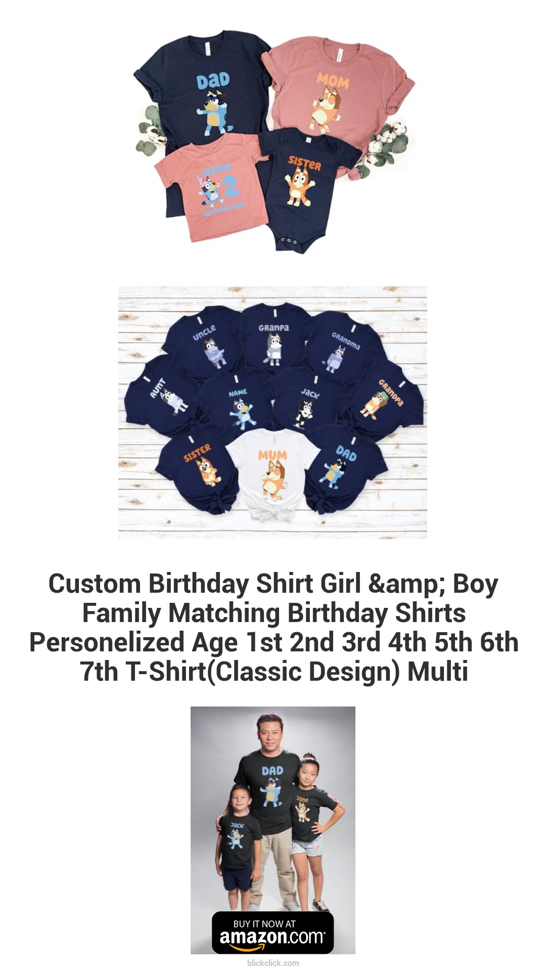 Custom Birthday Shirt Girl & Boy Family Matching Birthday Shirts Personelized Age 1st 2nd 3rd 4th 5th 6th 7th T-Shirt(Classic Design) Multi