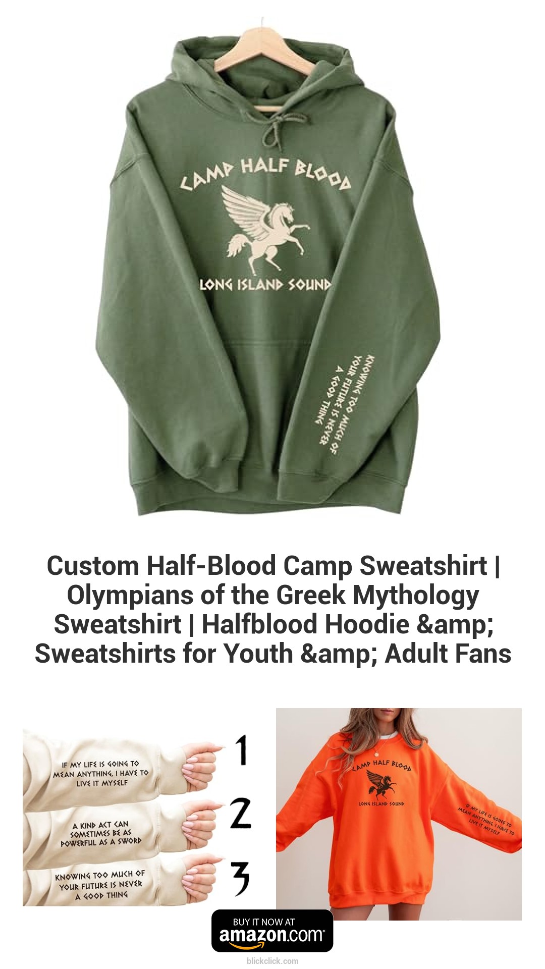 Custom Half-Blood Camp Sweatshirt | Olympians of the Greek Mythology Sweatshirt | Halfblood Hoodie & Sweatshirts for Youth & Adult Fans