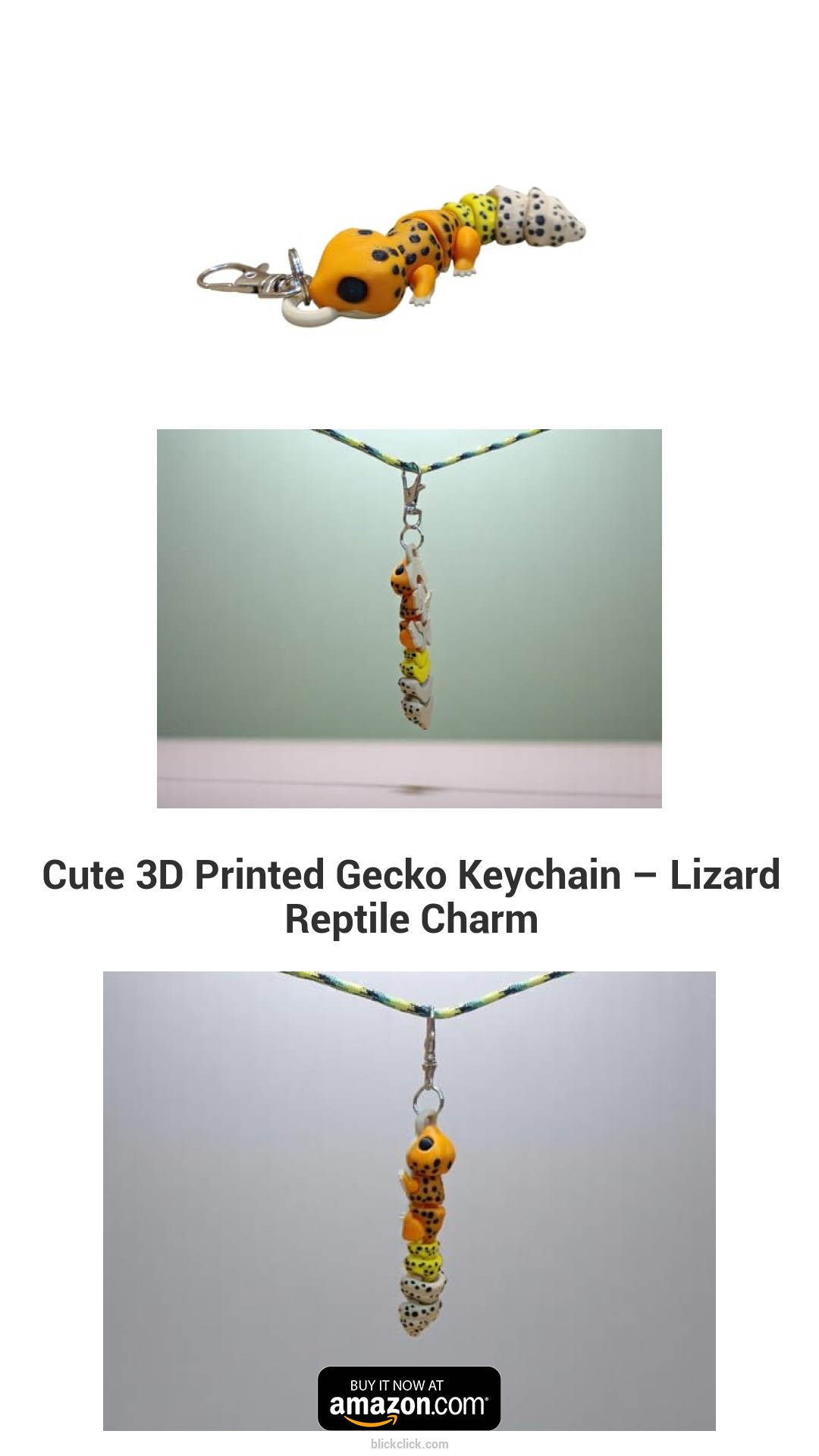 Cute 3D Printed Gecko Keychain – Lizard Reptile Charm