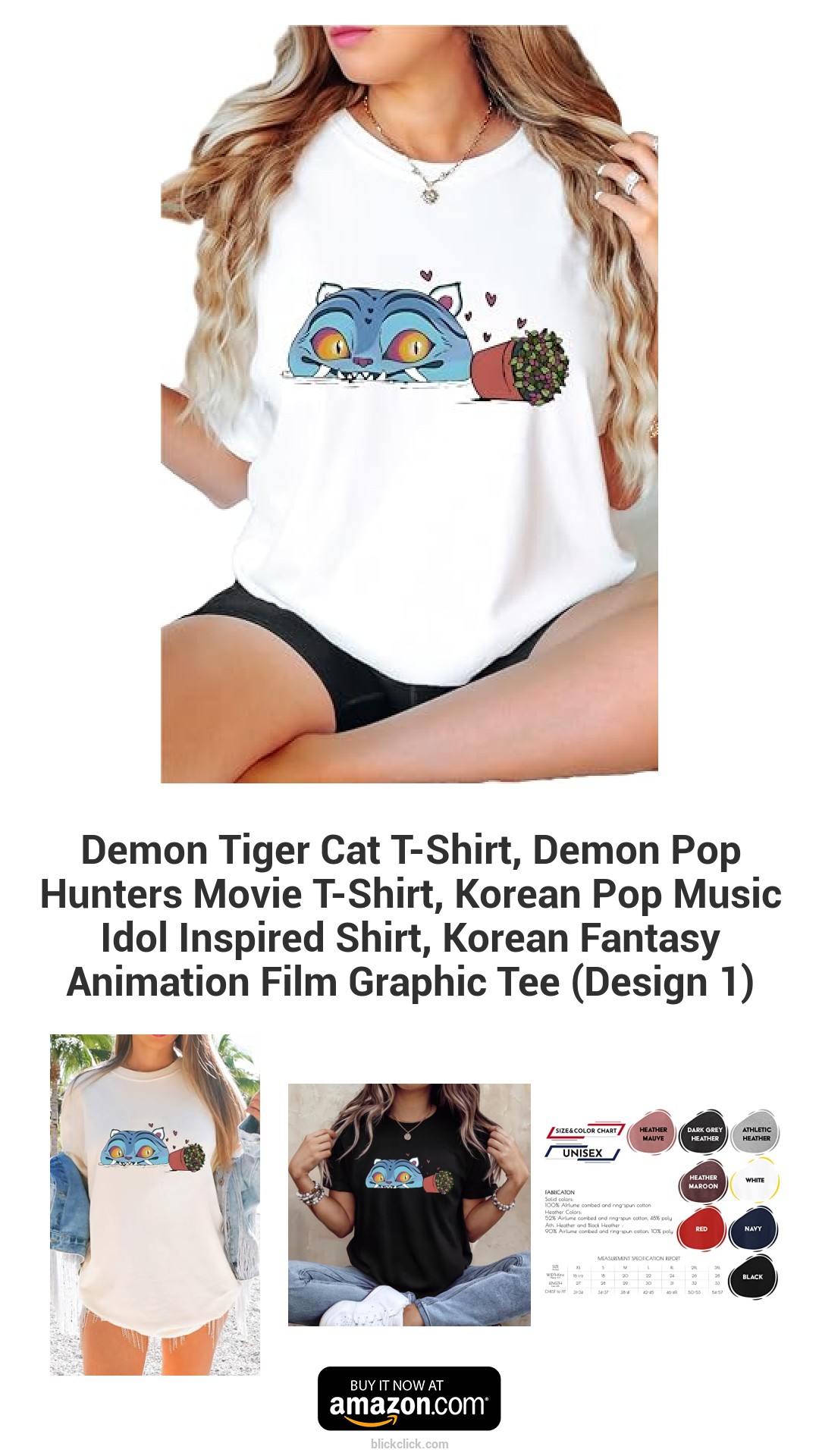 Demon Tiger Cat T-Shirt, Demon Pop Hunters Movie T-Shirt, Korean Pop Music Idol Inspired Shirt, Korean Fantasy Animation Film Graphic Tee (Design 1)