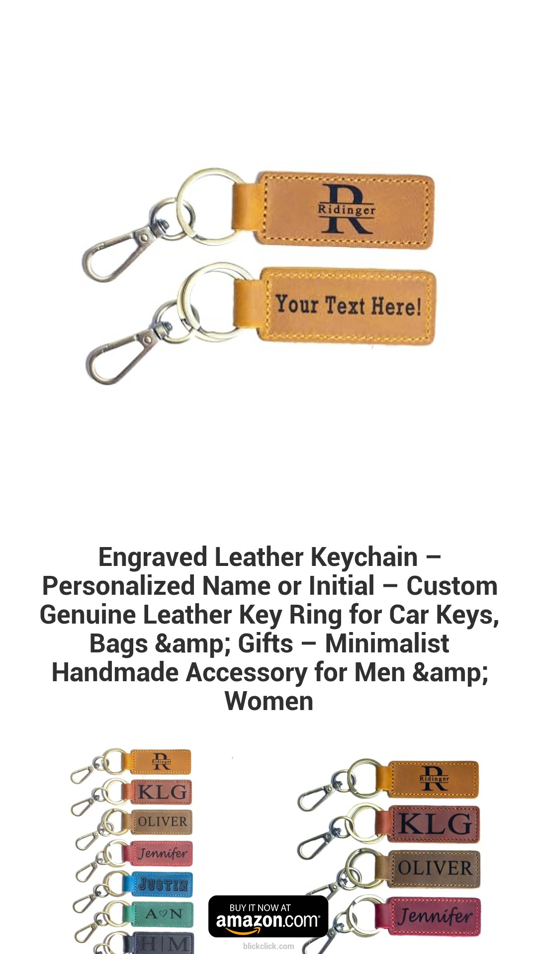 Engraved Leather Keychain – Personalized Name or Initial – Custom Genuine Leather Key Ring for Car Keys, Bags & Gifts – Minimalist Handmade Accessory for Men & Women