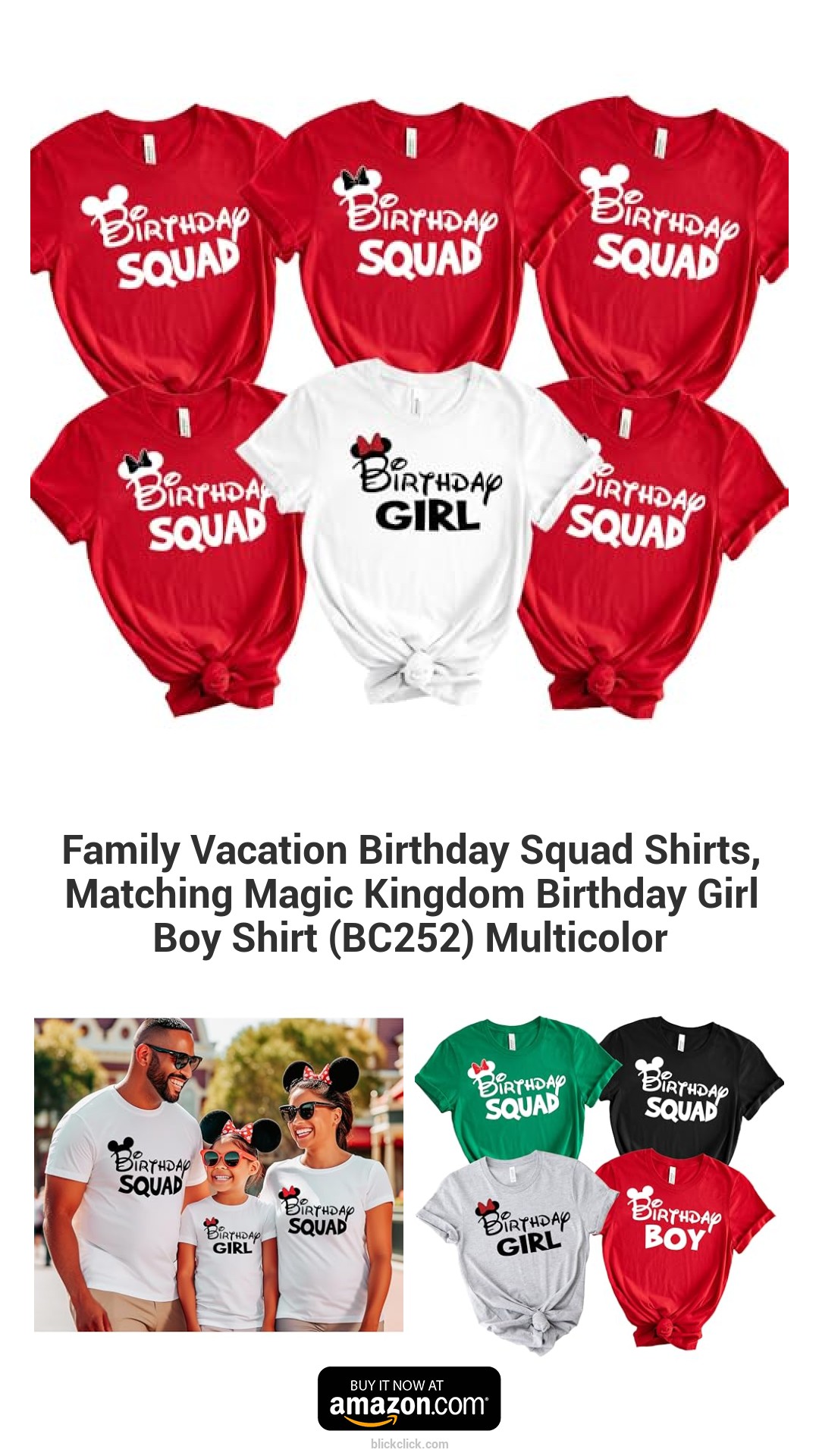 Family Vacation Birthday Squad Shirts, Matching Magic Kingdom Birthday Girl Boy Shirt (BC252) Multicolor
