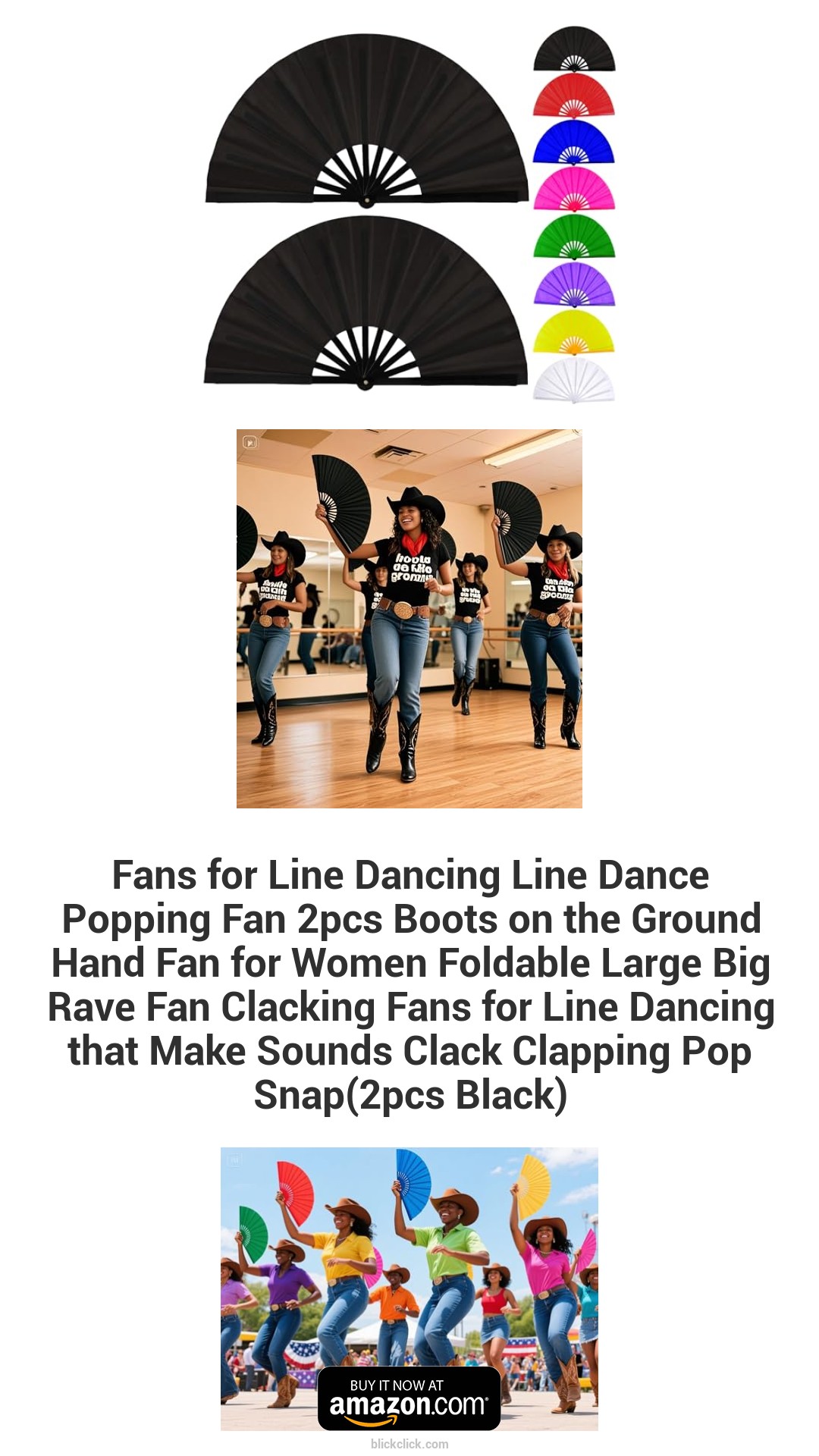 Fans for Line Dancing Line Dance Popping Fan 2pcs Boots on the Ground Hand Fan for Women Foldable Large Big Rave Fan Clacking Fans for Line Dancing that Make Sounds Clack Clapping Pop Snap(2pcs Black)