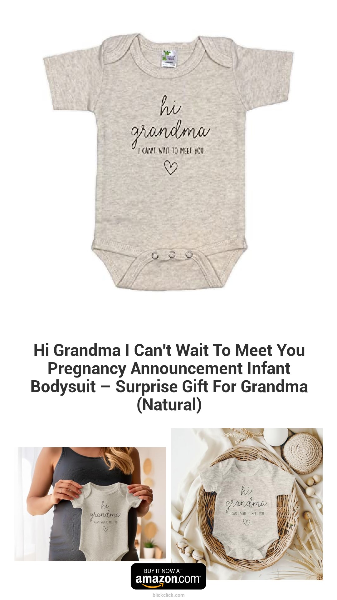 Hi Grandma I Can't Wait To Meet You Pregnancy Announcement Infant Bodysuit – Surprise Gift For Grandma (Natural)