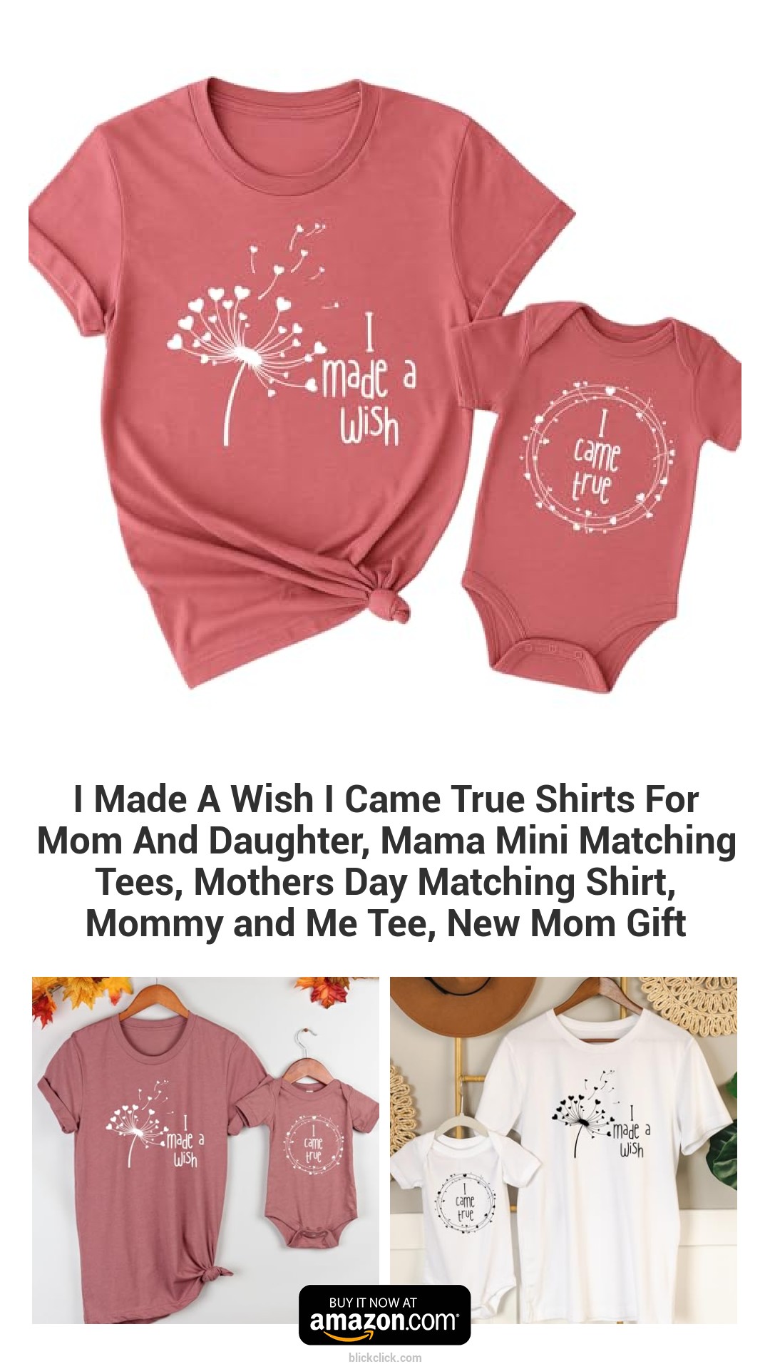 I Made A Wish I Came True Shirts For Mom And Daughter, Mama Mini Matching Tees, Mothers Day Matching Shirt, Mommy and Me Tee, New Mom Gift
