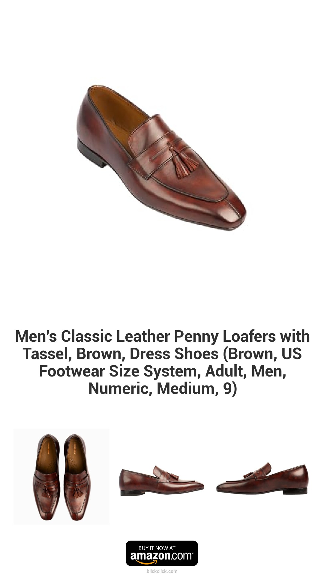 Men's Classic Leather Penny Loafers with Tassel, Brown, Dress Shoes (Brown, US Footwear Size System, Adult, Men, Numeric, Medium, 9)