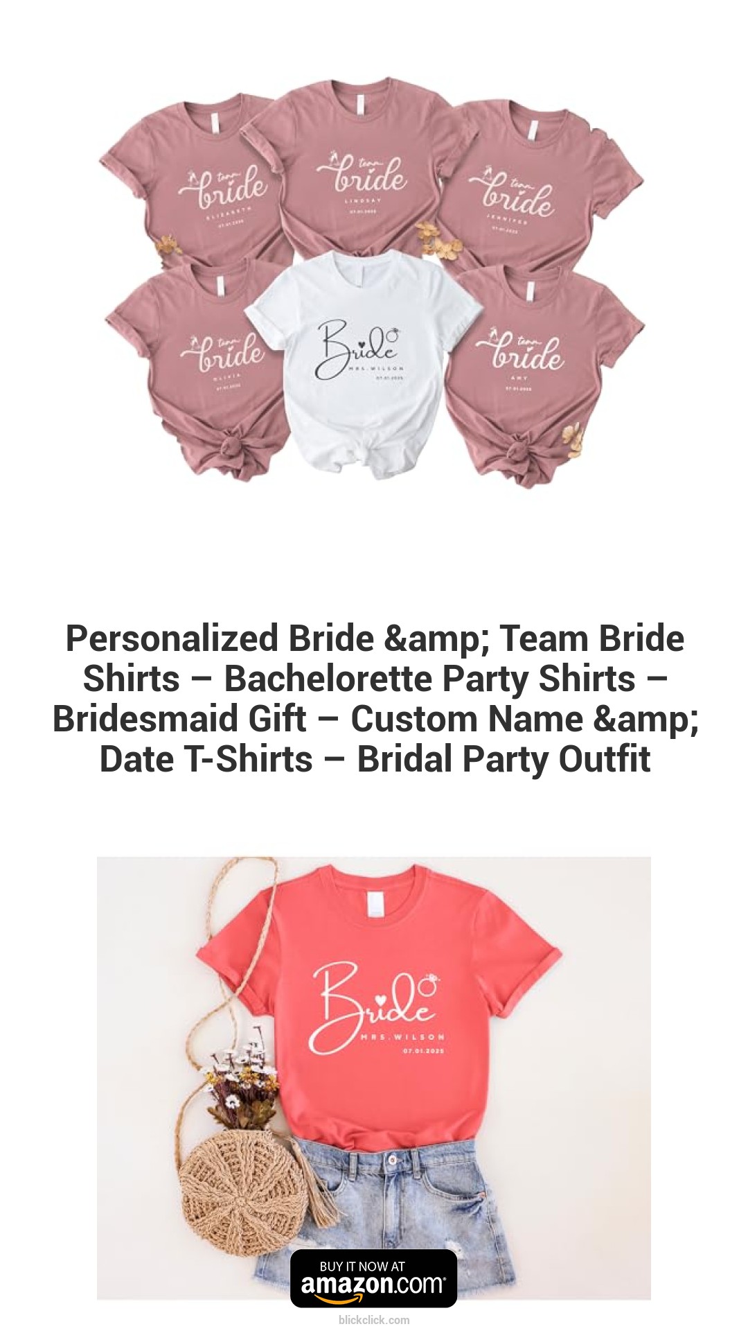Personalized Bride & Team Bride Shirts – Bachelorette Party Shirts – Bridesmaid Gift – Custom Name & Date T-Shirts – Bridal Party Outfit