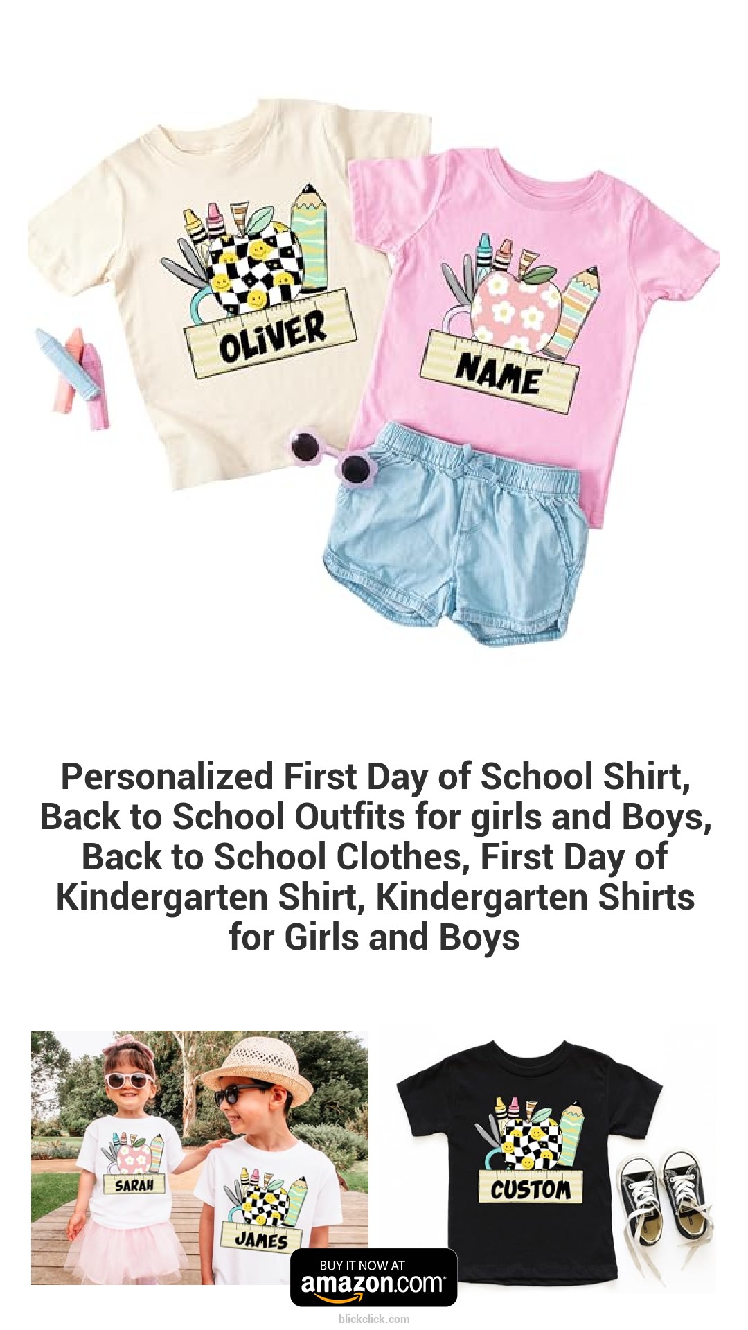 Personalized First Day of School Shirt, Back to School Outfits for girls and Boys, Back to School Clothes, First Day of Kindergarten Shirt, Kindergarten Shirts for Girls and Boys