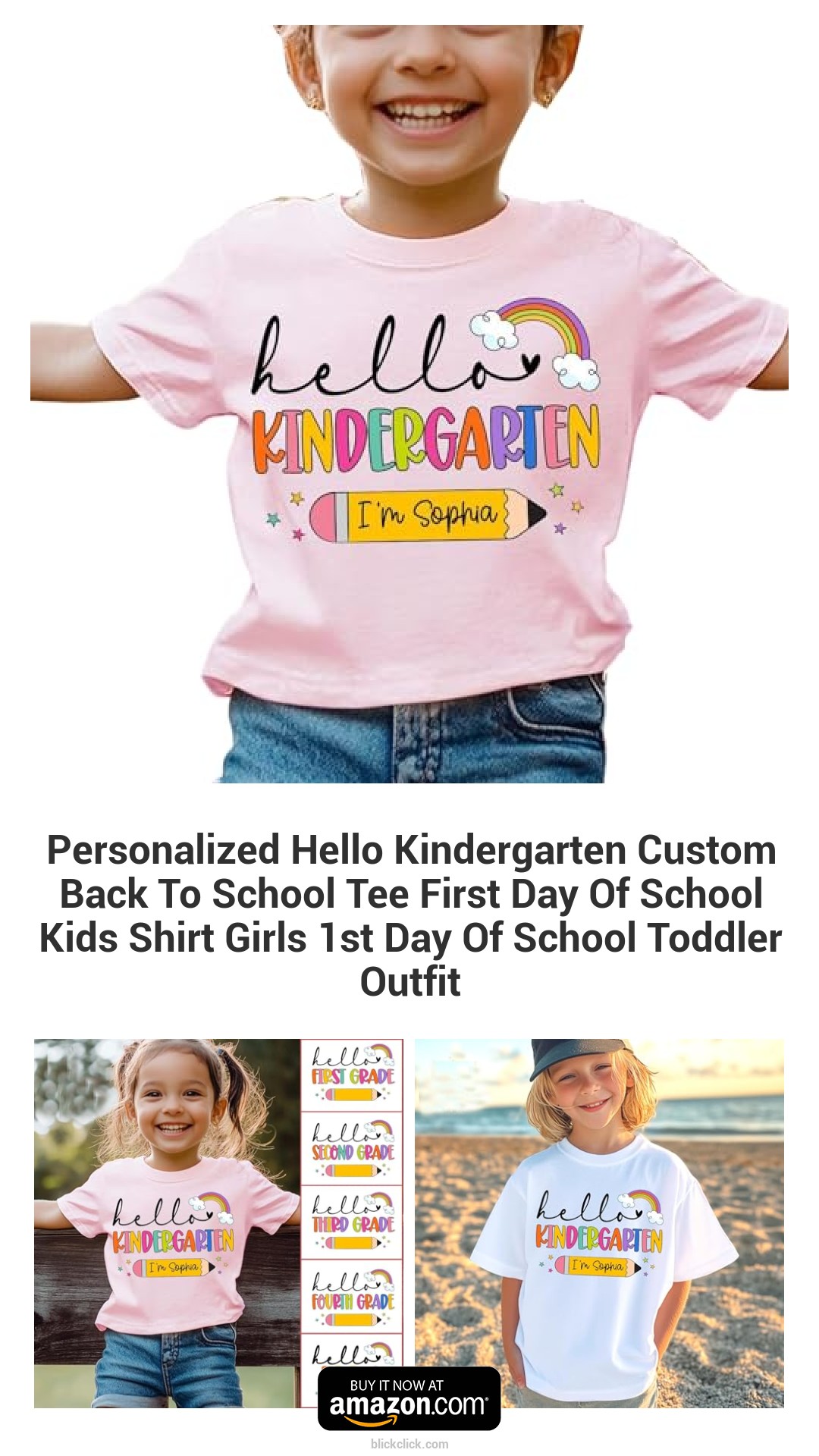 Personalized Hello Kindergarten Custom Back To School Tee First Day Of School Kids Shirt Girls 1st Day Of School Toddler Outfit