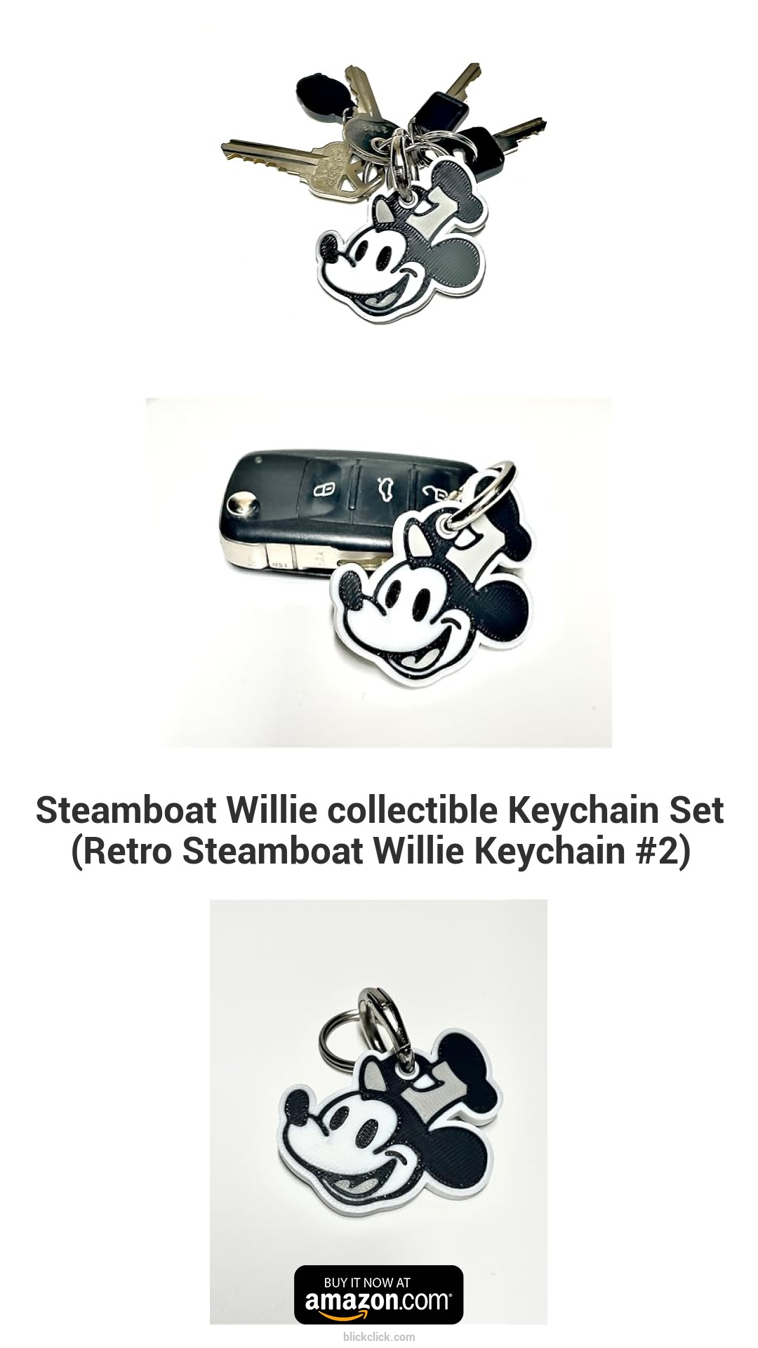 Steamboat Willie collectible Keychain Set (Retro Steamboat Willie Keychain #2)